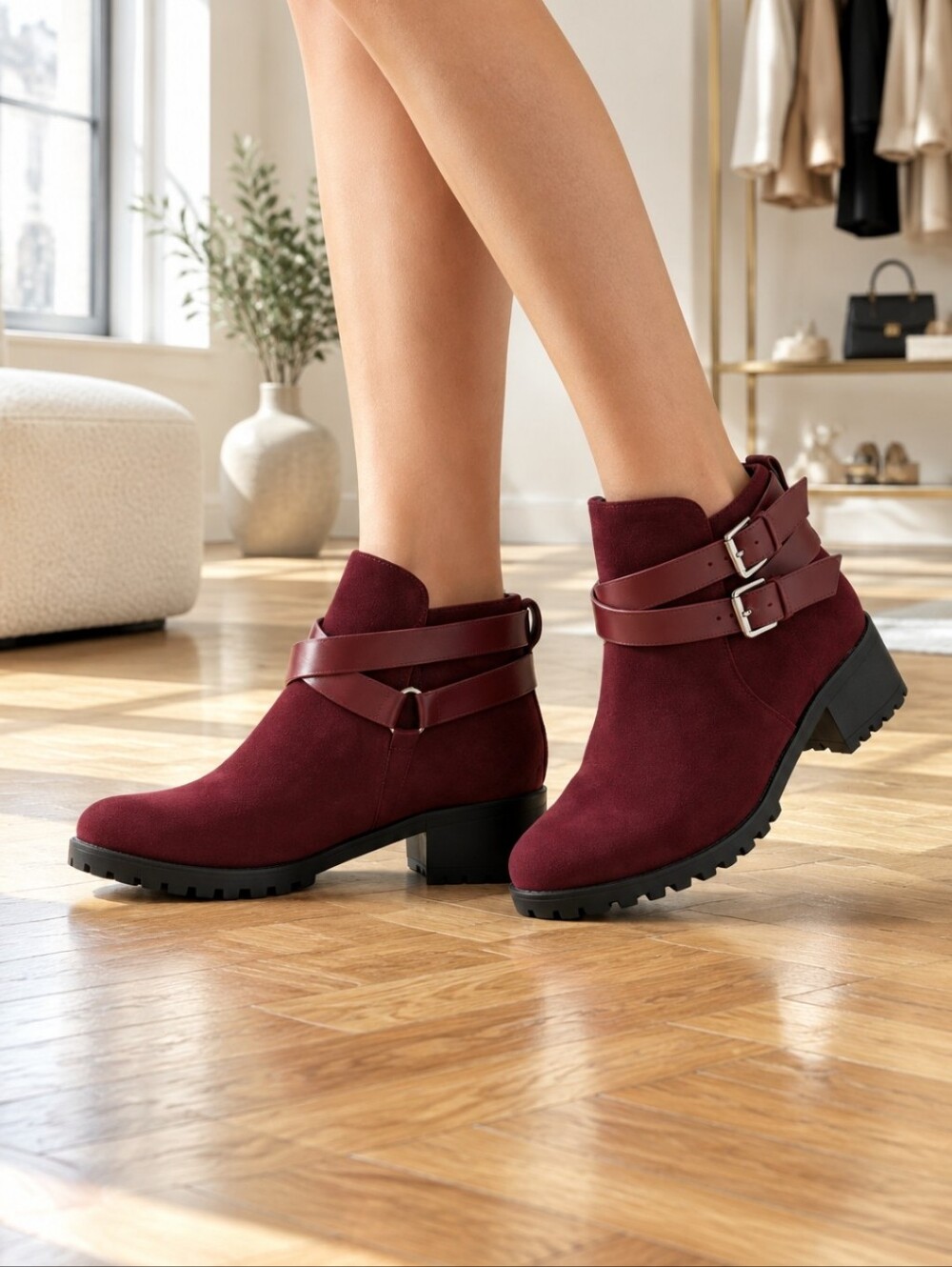 Stylish Faux Suede Ankle Boots Size 6.5 NWOT